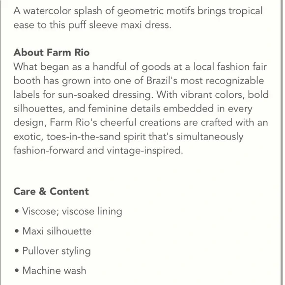 Anthropologie Farm Rio Blue puff sleeve maxi dress size XS - Picture 7 of 16